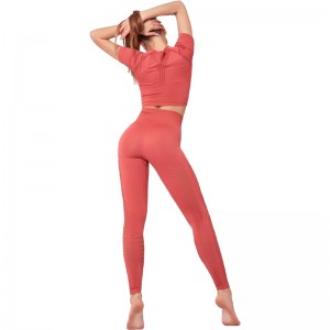Wholesale seamless long sleeves yoga wear high strength fitness gym wear suit high quality yoga fitness set