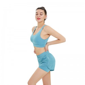 Ptsports Seamless Gym Wear Set Bulk Buy Sports Bra And Double Layer Shorts Tights For Women