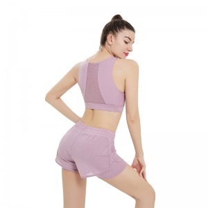 Ptsports Seamless Gym Wear Set Bulk Buy Sports Bra And Double Layer Shorts Tights For Women