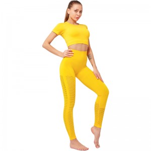 Sports high quality fashionable fitness and workout yoga pants set seamless women yoga wear
