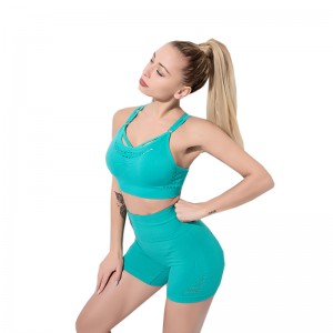 Ptsports Athletic Apparel Manufacturers Seamless Strappy Sports Bra Tights Fitness Yoga Set For Women
