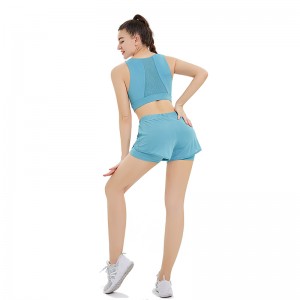 Ptsports Seamless Gym Wear Set Bulk Buy Sports Bra And Double Layer Shorts Tights For Women